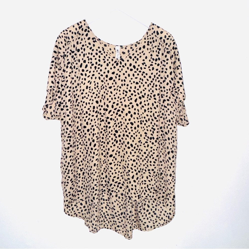 Vanilla Bay Tan and Black Animal Print Blouse